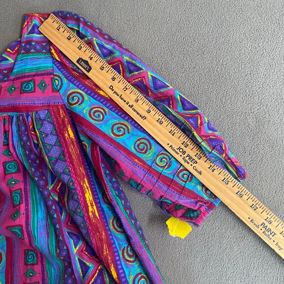 Vtg 80s 90s Two Potato Laguna Beach Artsy Midi Muumuu Dress Womens XS Cotton NOS - Picture 12 of 16